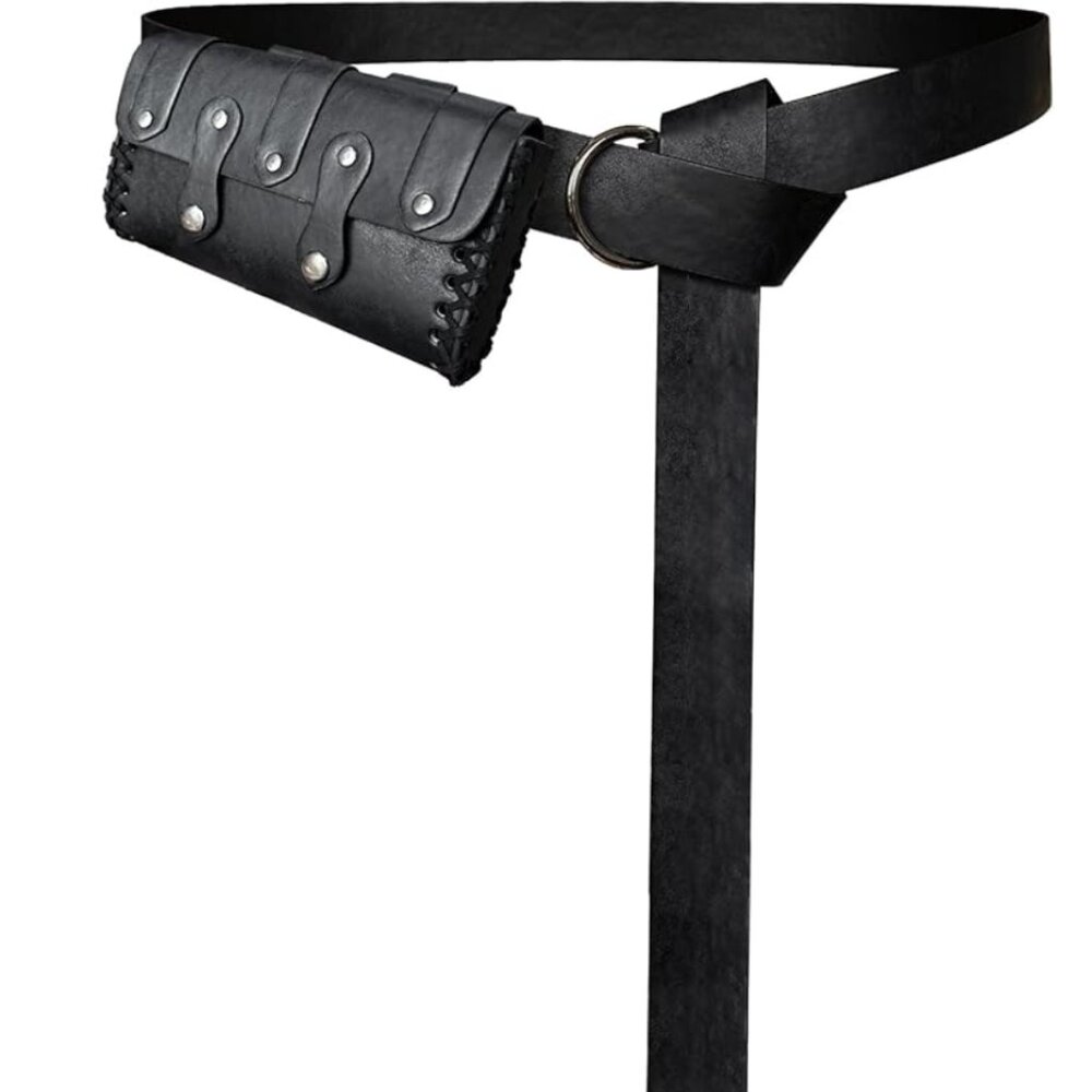 Medieval Faux Leather Belt Bag with O Ring Belt